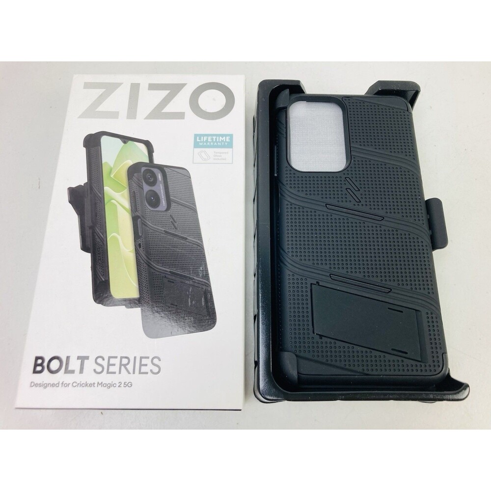 ZIZO Bolt Series Black Phone Case for Cricket Magic 2 5G - w/ Kickstand